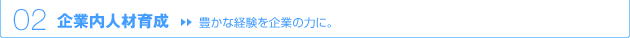 02 企業内人材育成 → 豊かな経験を企業の力に。