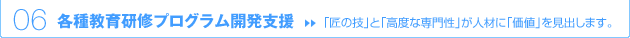 06 各種教育研修プログラム開発支援 → 「匠の技」と「高度な専門性」が人材に「価値」を見出します。